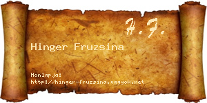 Hinger Fruzsina névjegykártya